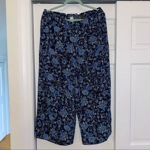 Navy floral wide leg pants